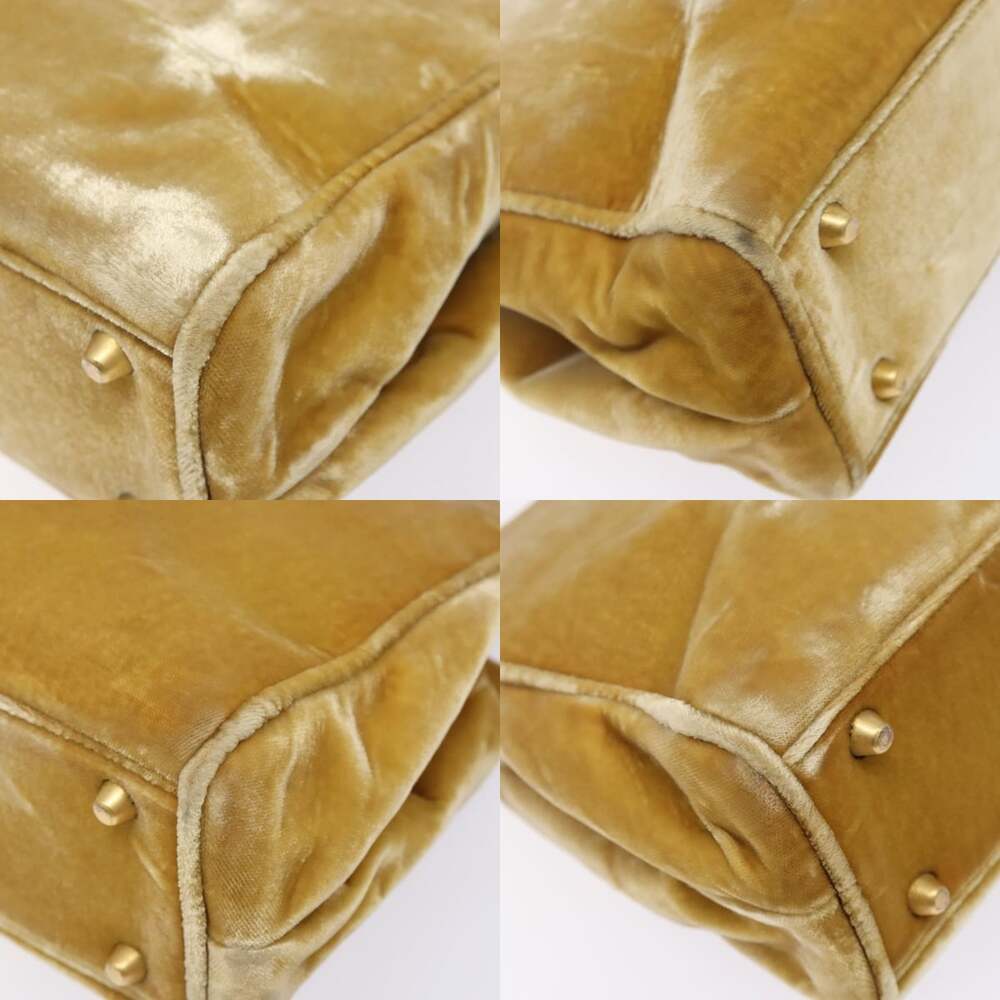 PRADA Hand Bag Velor Yellow Gold - Picture 10 of 12